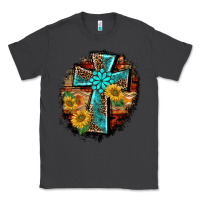 Smoke western turquoise's leopard cross  wooden aztek sunflowers background Classic Tee - BarkalooDesign