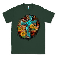 Sports Green western turquoise's leopard cross  wooden aztek sunflowers background Classic Tee - BarkalooDesign