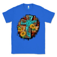 True Royal western turquoise's leopard cross  wooden aztek sunflowers background Classic Tee - BarkalooDesign