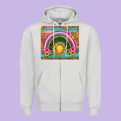 Summer Rainbow Zipper Hoodie Designed By Hra Design Shop