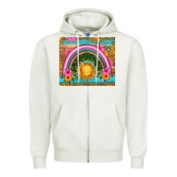 Oatmeal Heather summer rainbow Zipper Hoodie - HRA Design Shop