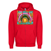 Red summer rainbow Zipper Hoodie - HRA Design Shop