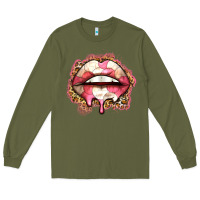 Army Green volleyball lips Long Sleeve Tee - Zillion Design Studio