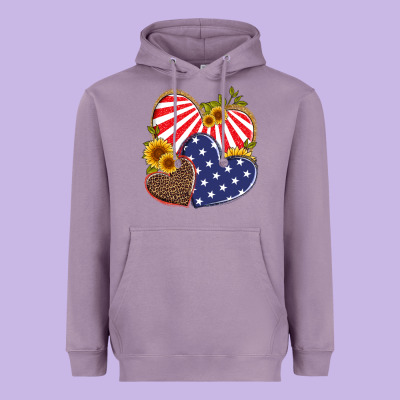 America Heart And Sunflower Heavyweight Hoodie Designed By Artiststas