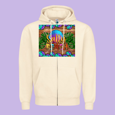 Salty Beach Zipper Hoodie Designed By Hra Design Shop