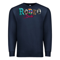 Navy rodeo babe turquoise serape cowhide leopard Premium Sweatshirt - Artiststas