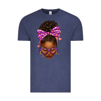 Vintage Denim sorority colors purple carol afro messy bun woman Vintage Tee - texasbilliewilder