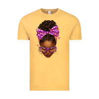 Vintage Mustard sorority colors purple carol afro messy bun woman Vintage Tee - texasbilliewilder