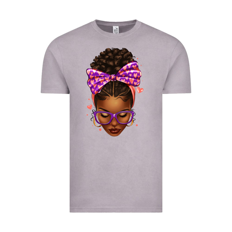 Sorority Colors Purple Carol Afro Messy Bun Woman Vintage Tee by texasbilliewilder | Teevron