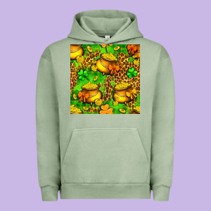 St. Patrick's Pot Of Gold Seamless Pattern Urban Hoodie Designed By Bundleandbundleshop