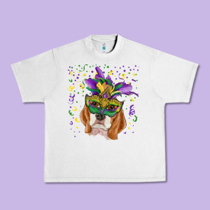 Mardi Gras  Mask Beagle Urban Heavy Tee Designed By Ranaportraitstore