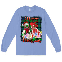 Colony Blue christmas roosters with background Long Sleeve Tee - RanaPortraitStore
