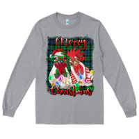 Heather Grey christmas roosters with background Long Sleeve Tee - RanaPortraitStore