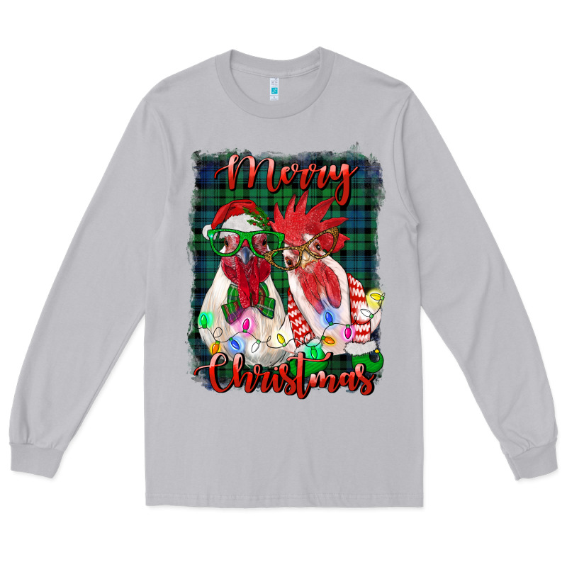 Christmas Roosters With Background Long Sleeve Tee by RanaPortraitStore | Teevron