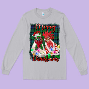 Christmas Roosters With Background Long Sleeve Tee Designed By Ranaportraitstore