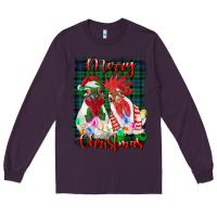 Plum christmas roosters with background Long Sleeve Tee - RanaPortraitStore