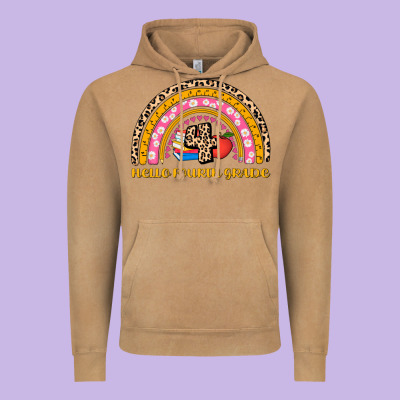 Back To School Rainbow Hello Fourth Grade Vintage Hoodie Designed By Adodesignshop