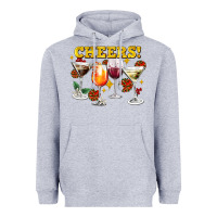 Heather Grey Cheers Christmas Coctail Heavyweight Hoodie - AdoDesignShop
