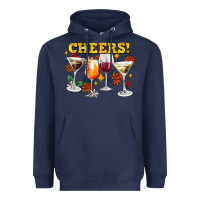 Navy Cheers Christmas Coctail Heavyweight Hoodie - AdoDesignShop