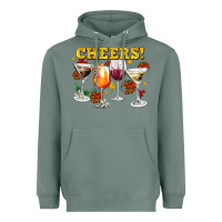 Sage Cheers Christmas Coctail Heavyweight Hoodie - AdoDesignShop