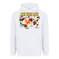White Cheers Christmas Coctail Heavyweight Hoodie - AdoDesignShop