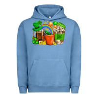 Pigment Pebble Blue St. Patricks Day Coffee Cups Urban Hoodie - BundleAndBundleShop