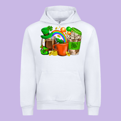 St. Patricks Day Coffee Cups Urban Hoodie Designed By Bundleandbundleshop