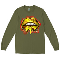Army Green softball lips Long Sleeve Tee - Zillion Design Studio
