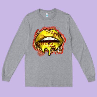 Softball Lips Long Sleeve Tee Designed By Zillion Design Studio