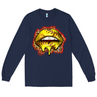 Navy softball lips Long Sleeve Tee - Zillion Design Studio