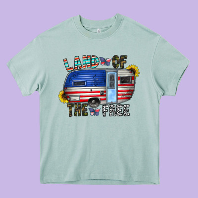 Land Of The Free Heavy Core Tee Designed By Cowhidedigitalart