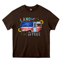 Chocolate Brown land of the free Heavy Core Tee - CowhideDigitalArt