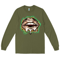 Army Green soccer lips Long Sleeve Tee - Zillion Design Studio