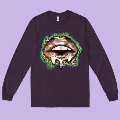 Soccer Lips Long Sleeve Tee Designed By Zillion Design Studio