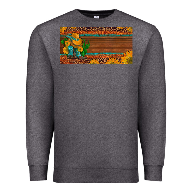 Custom Cowboy Boots Sunflowers And Cactus License Plate Premium Sweatshirt by Artiststas | Teevron