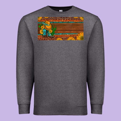 Custom Cowboy Boots Sunflowers And Cactus License Plate Premium Sweatshirt Designed By Artiststas