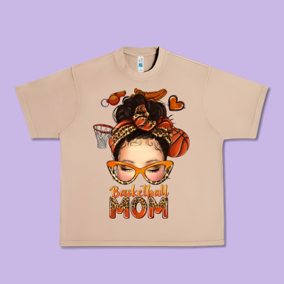 Urban Heavy Tee basketball messy bun mom