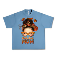 Pebble Blue basketball messy bun mom Urban Heavy Tee - texasbilliewilder