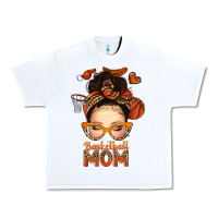 White basketball messy bun mom Urban Heavy Tee - texasbilliewilder