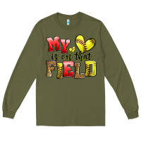 Army Green my heart is on that field softball Long Sleeve Tee - Zillion Design Studio