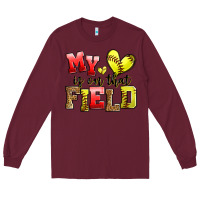 Burgundy my heart is on that field softball Long Sleeve Tee - Zillion Design Studio