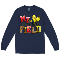 Navy my heart is on that field softball Long Sleeve Tee - Zillion Design Studio