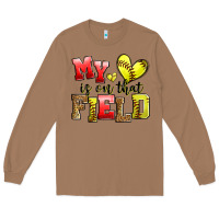 Toasted Coconut my heart is on that field softball Long Sleeve Tee - Zillion Design Studio