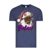 Vintage Denim believe purple and gold african american santa Vintage Tee - RanaPortraitStore