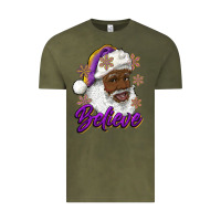 Vintage Olive believe purple and gold african american santa Vintage Tee - RanaPortraitStore