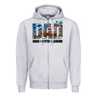 Heather Grey dad man myth legend Zipper Hoodie - HRA Design Shop