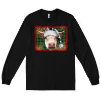 Black christmas cow with background Long Sleeve Tee - RanaPortraitStore