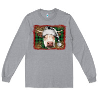 Heather Grey christmas cow with background Long Sleeve Tee - RanaPortraitStore