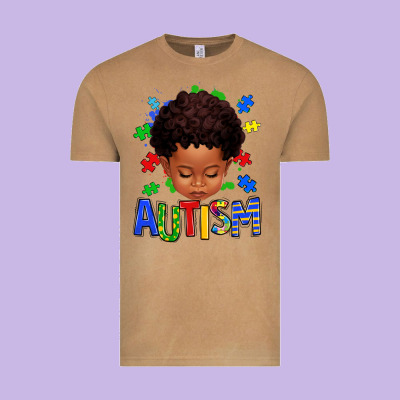 Autism Afro Kid Full Face Vintage Tee Designed By Texasbilliewilder