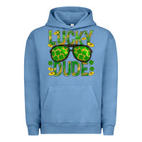 Pigment Pebble Blue Lucky Dude St Patricks Urban Hoodie - BundleAndBundleShop
